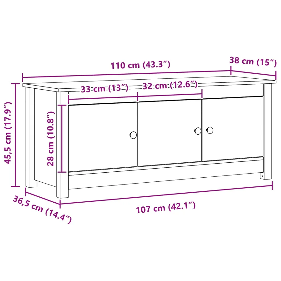 Cabinet à chaussures Brun Ciré 110 x 38 x 45,5 cm Pin massif - 10
