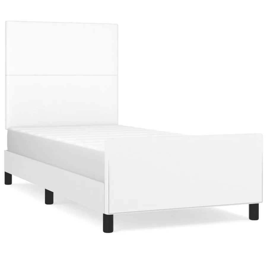 Cadre de lit sans matelas blanc 100x200 cm similicuir - 2