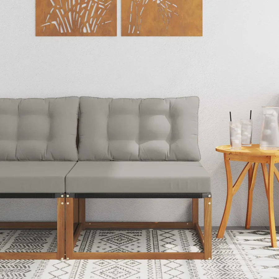 Sofa de milieu extérieur Bois d'acacia massif et Textilène
