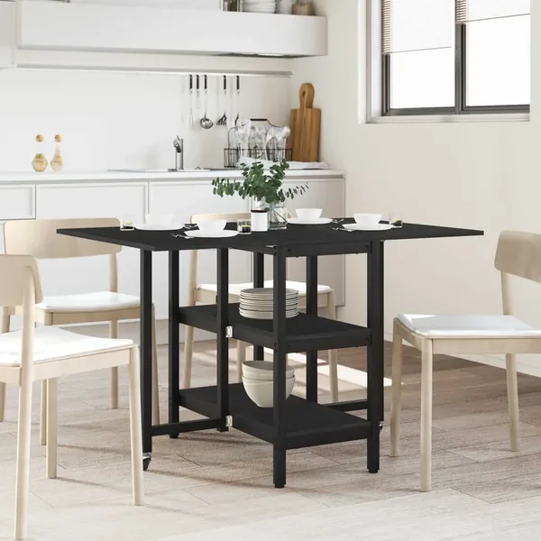 Table à dîner 122 x 80 x 76,5 cm Bois d'ingénierie Chêne noir