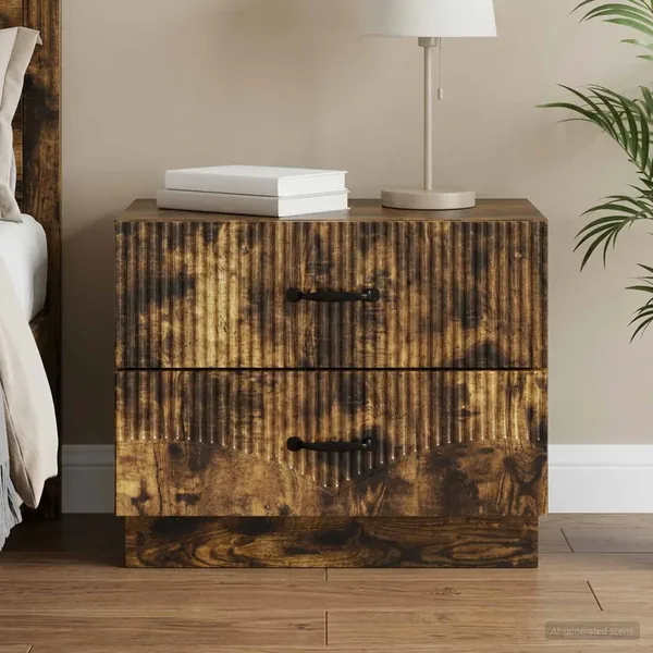 Cabinet de chevet avec tiroir Chêne fumé 62 x 34,5 x 44,5 cm