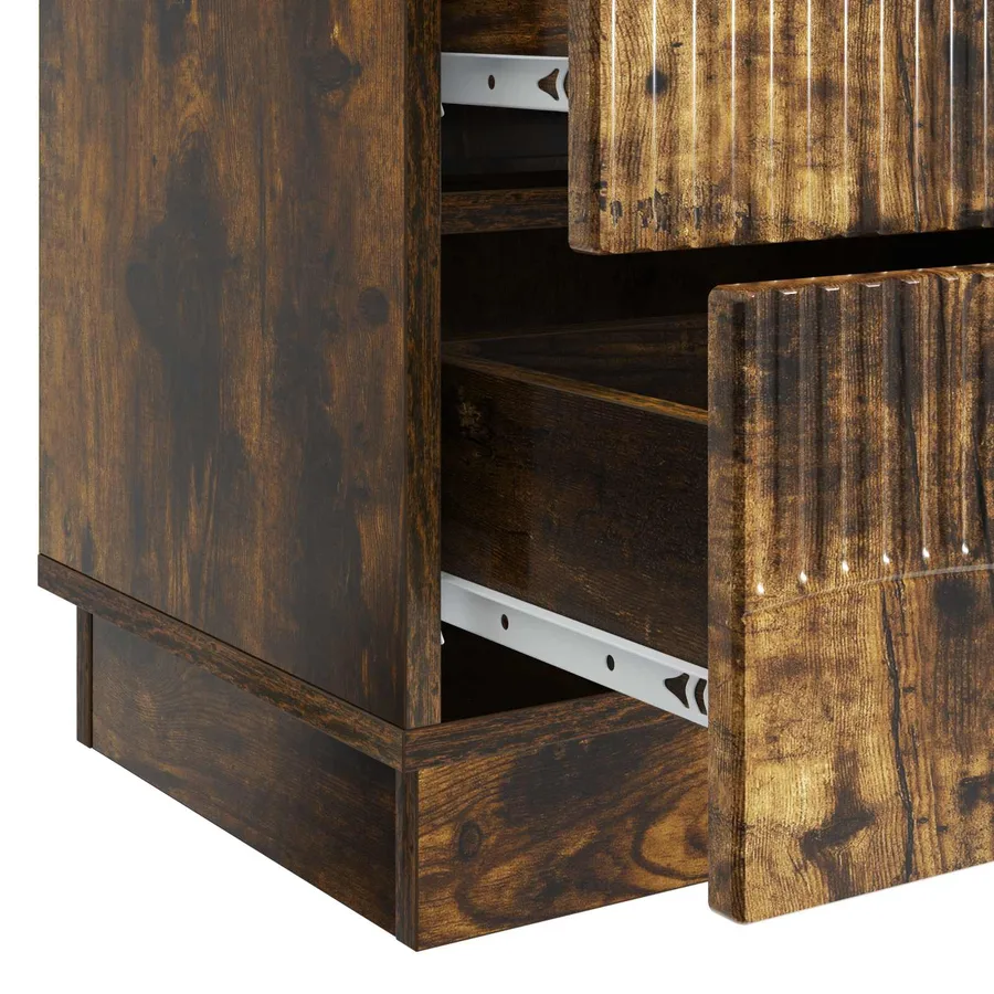 Cabinet de chevet avec tiroir Chêne fumé 62 x 34,5 x 44,5 cm - 9