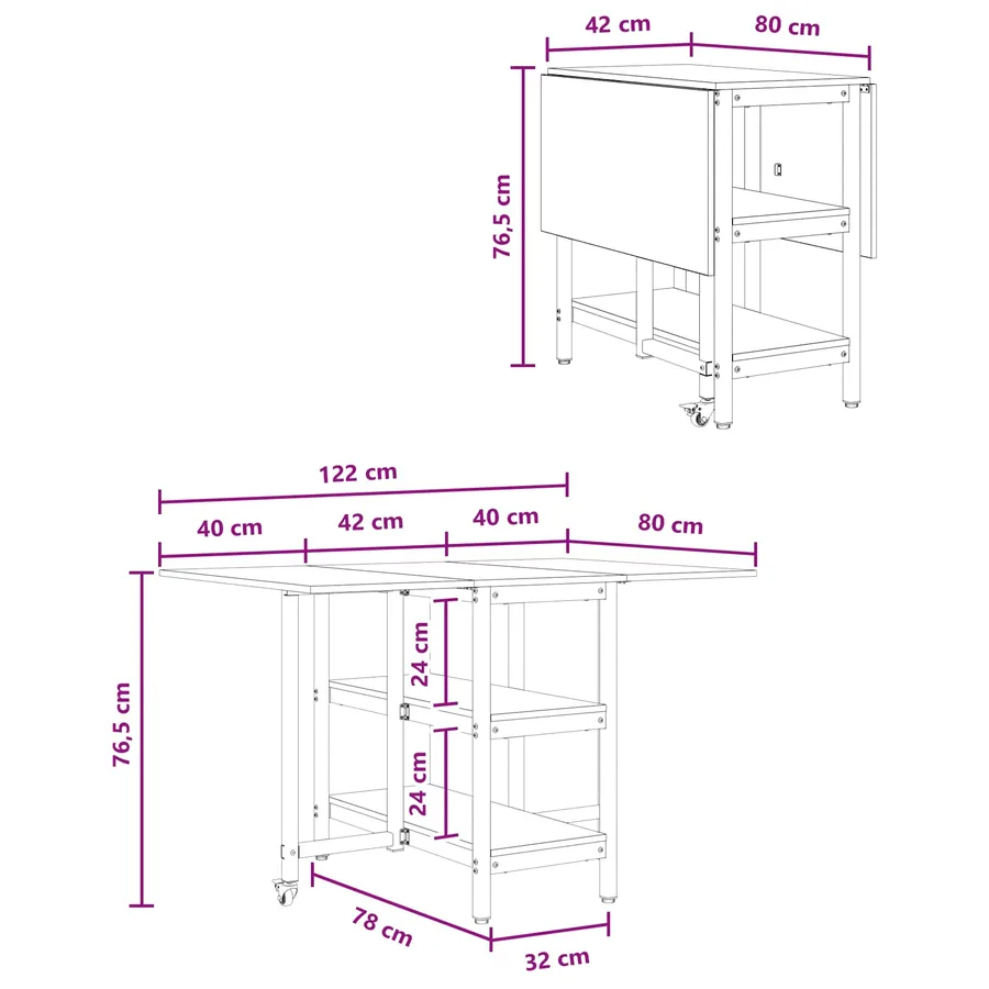 Table à dîner 122 x 80 x 76,5 cm Bois d'ingénierie Sonoma gris - 11