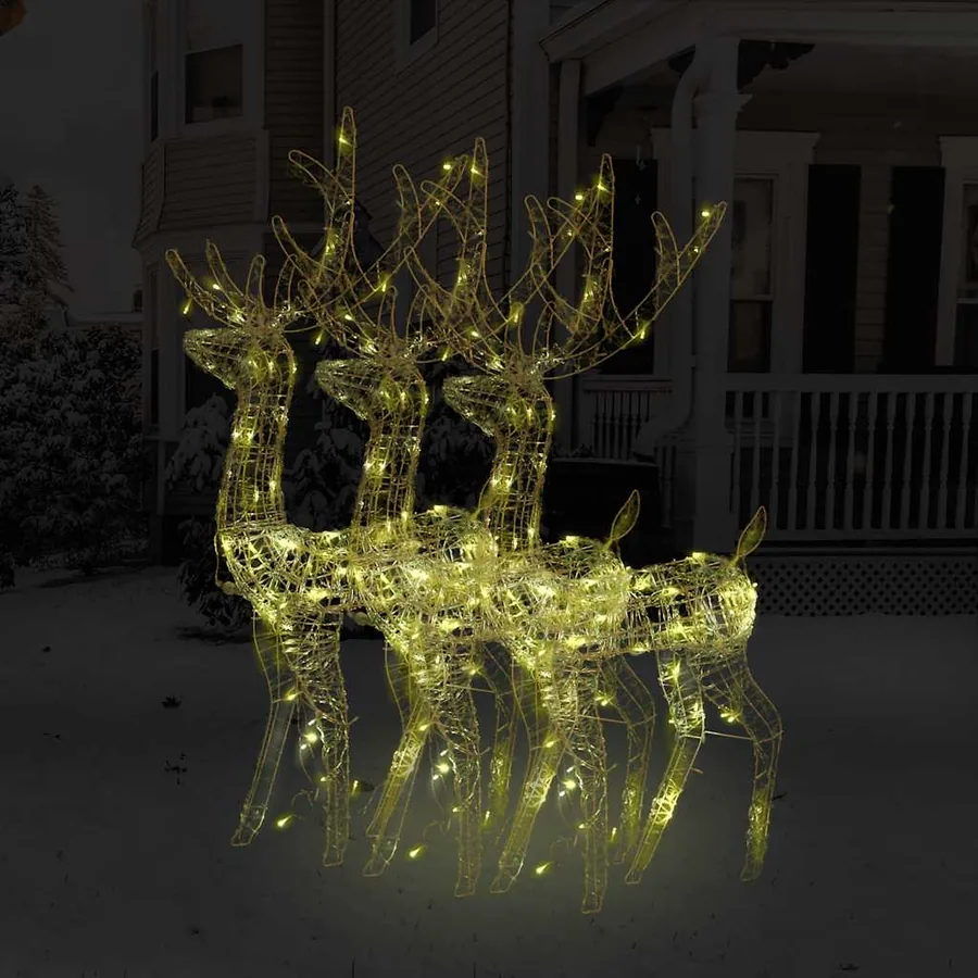 Décorations de Noël de renne Acrylique 3 pcs 128 cm Blanc chaud