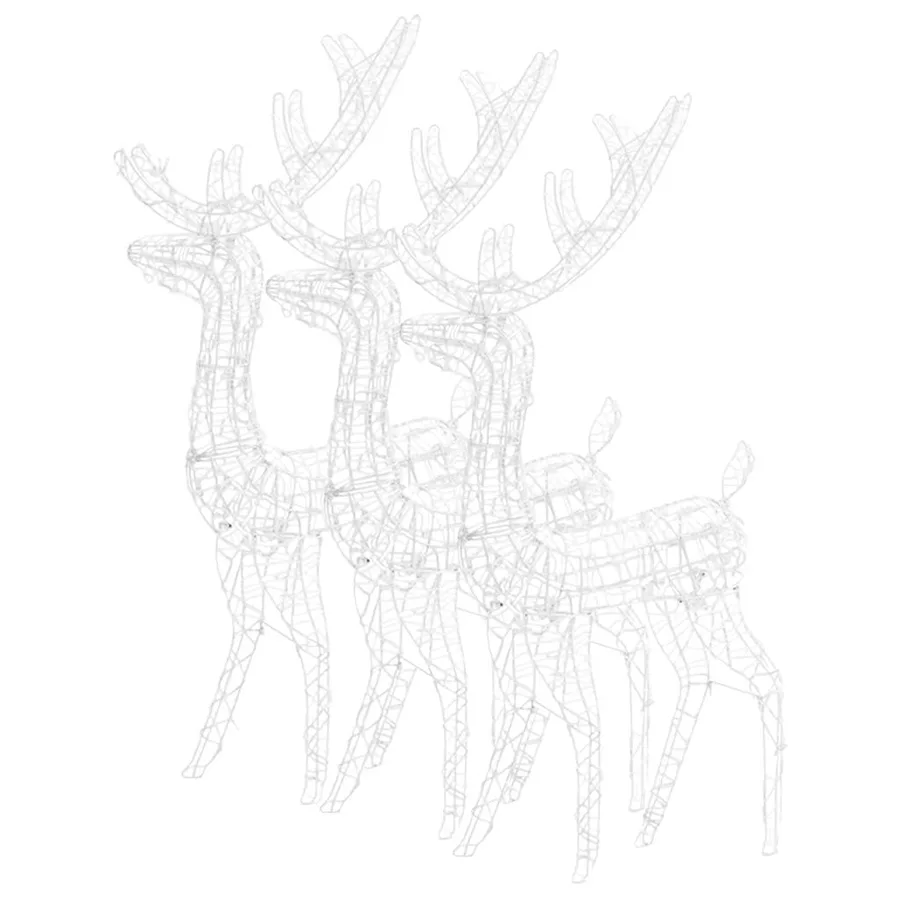 Décorations de Noël de renne Acrylique 3 pcs 128 cm Blanc chaud - 4