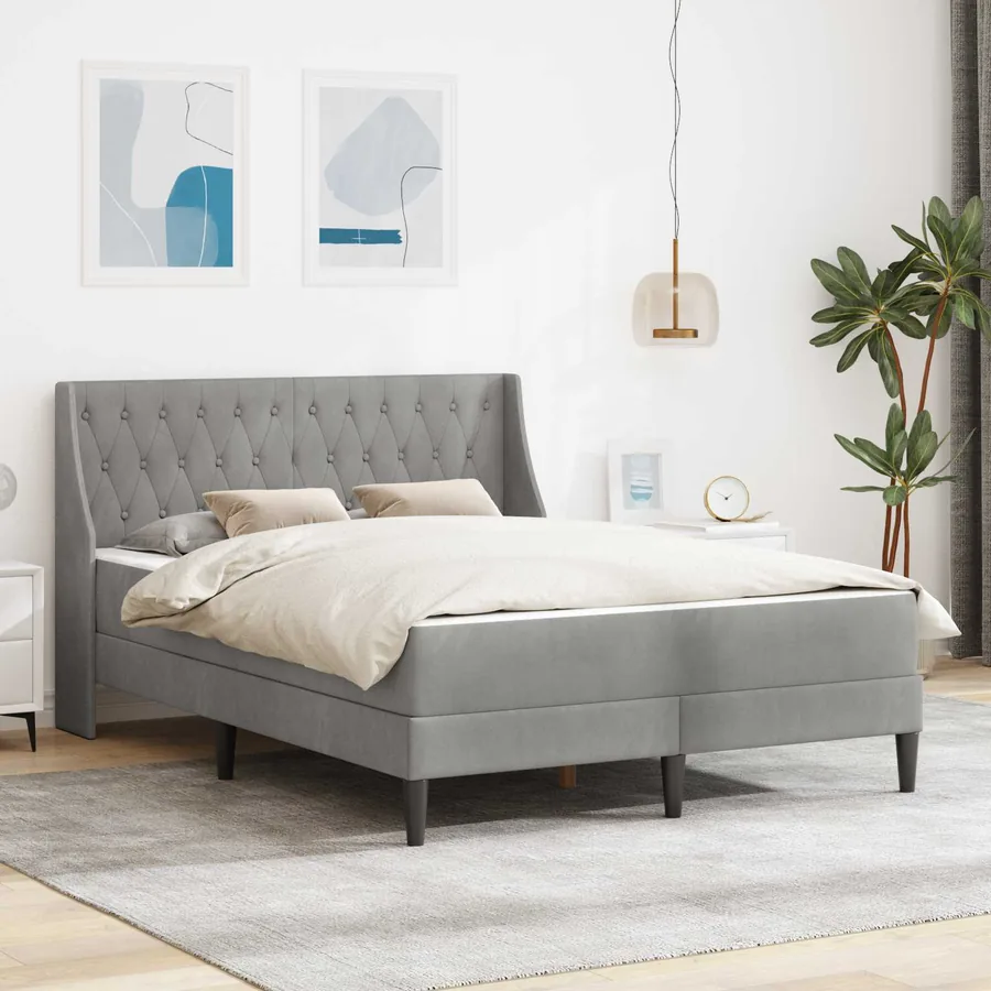 Cadre de lit avec matelas Gris clair 180 x 200 cm Velours