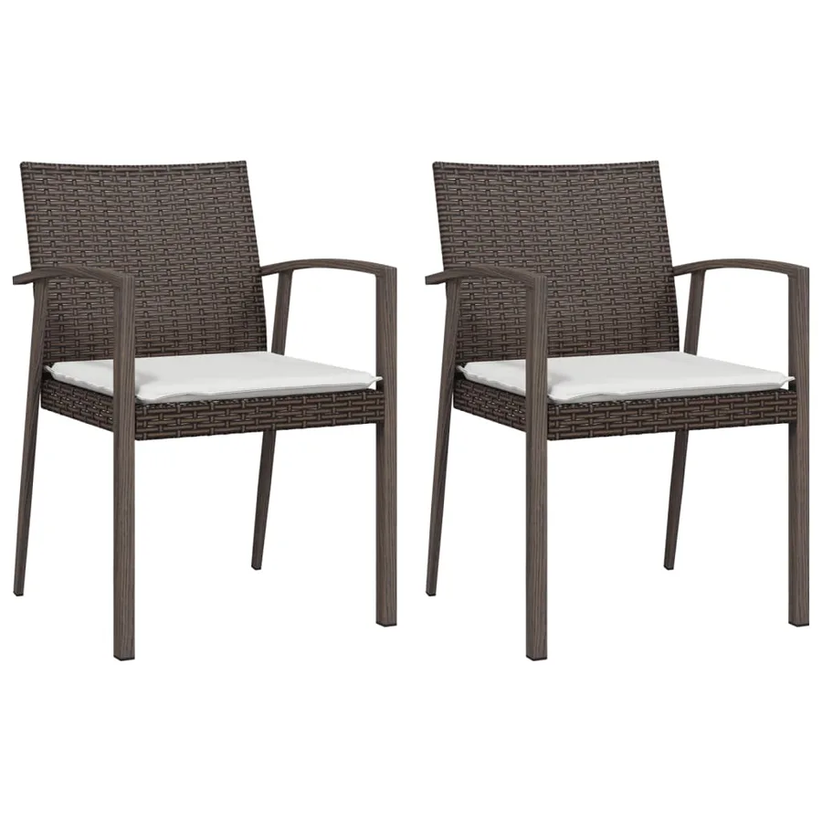 Chaises de jardin coussins lot de 2 marron 56,5x57x83 cm rotin - 2