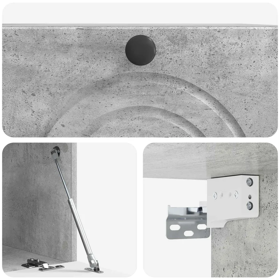 Meuble TV mural Gris béton 59,5 x 41 x 30 cm Bois d'ingénierie - 9
