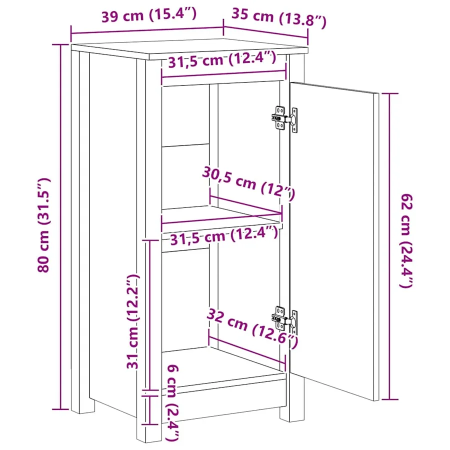 Buffets 2 pcs blanc 39x35x80 cm bois massif de pin - 10