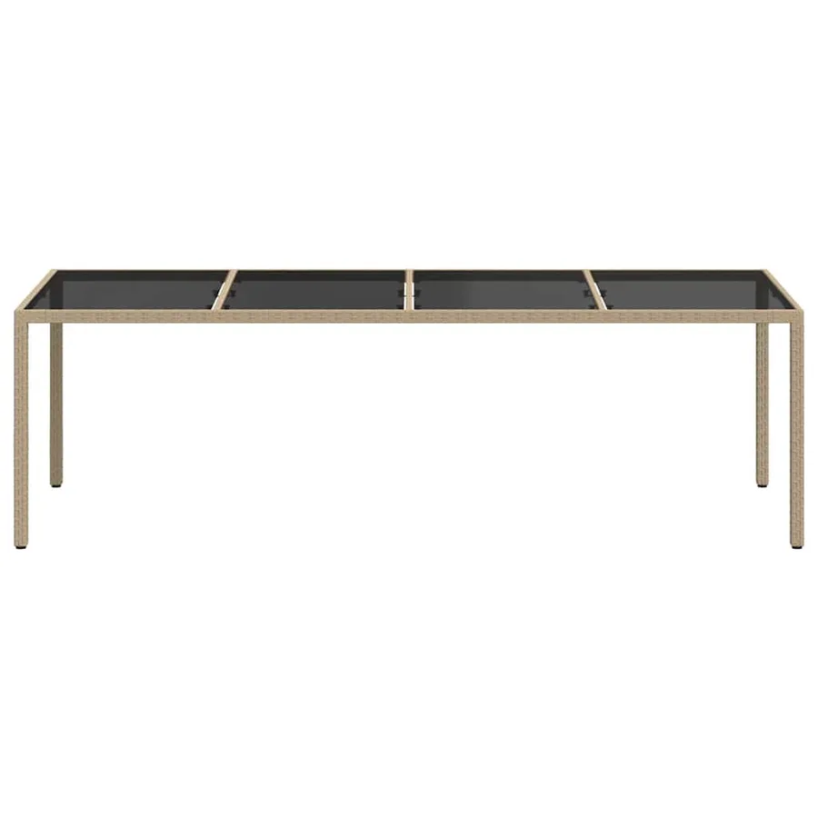 Table de jardin Beige 250x100x75 cm Verre trempé et poly rotin - 3