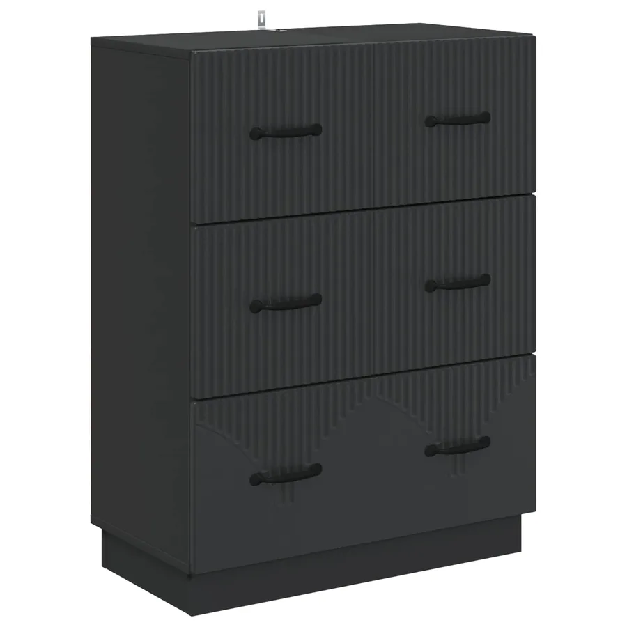 Armoire à tiroirs Noir 66 x 34,5 x 87 cm Bois d'ingénierie - 2