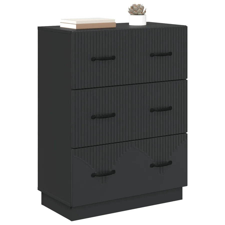Armoire à tiroirs Noir 66 x 34,5 x 87 cm Bois d'ingénierie - 3