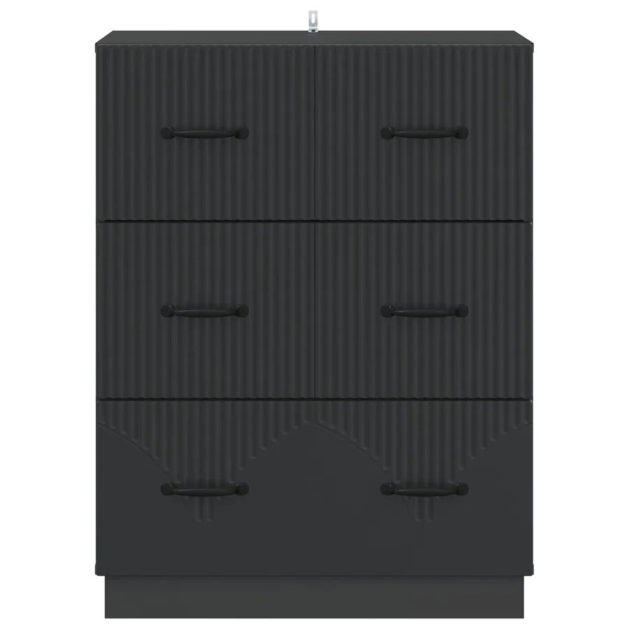 Armoire à tiroirs Noir 66 x 34,5 x 87 cm Bois d'ingénierie - 6