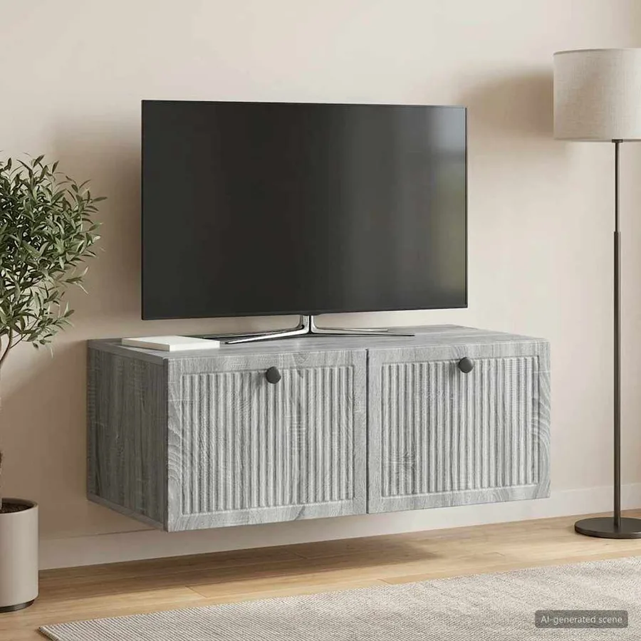 Meuble TV mural Sonoma gris 78,5 x 41 x 30 cm Bois d'ingénierie - 4