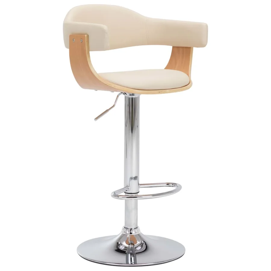 Tabourets de bar lot de 2 crème bois courbé et similicuir - 2
