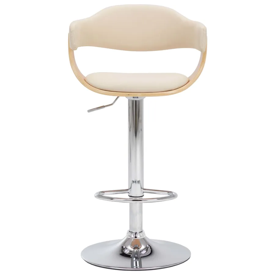 Tabourets de bar lot de 2 crème bois courbé et similicuir - 3