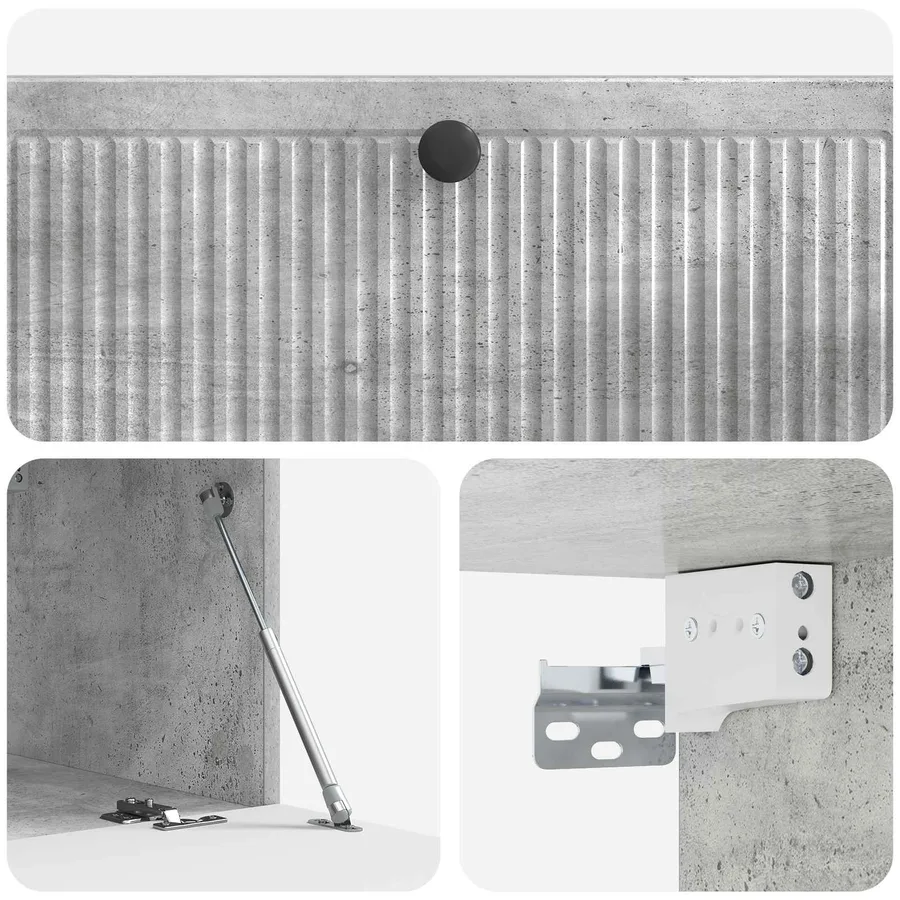 Meuble TV mural Gris béton 98 x 41 x 30 cm Bois d'ingénierie - 9