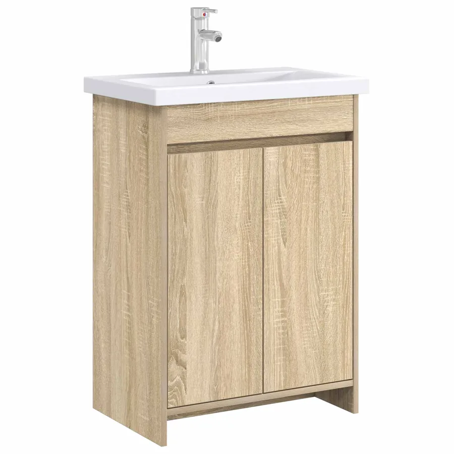 Meuble sous lavabo de salle de bain Chêne Sonoma - 3