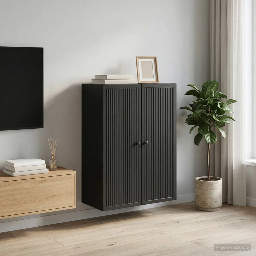 Armoire Murale Noir 66 x 34,5 x 90 cm Bois d'ingénierie