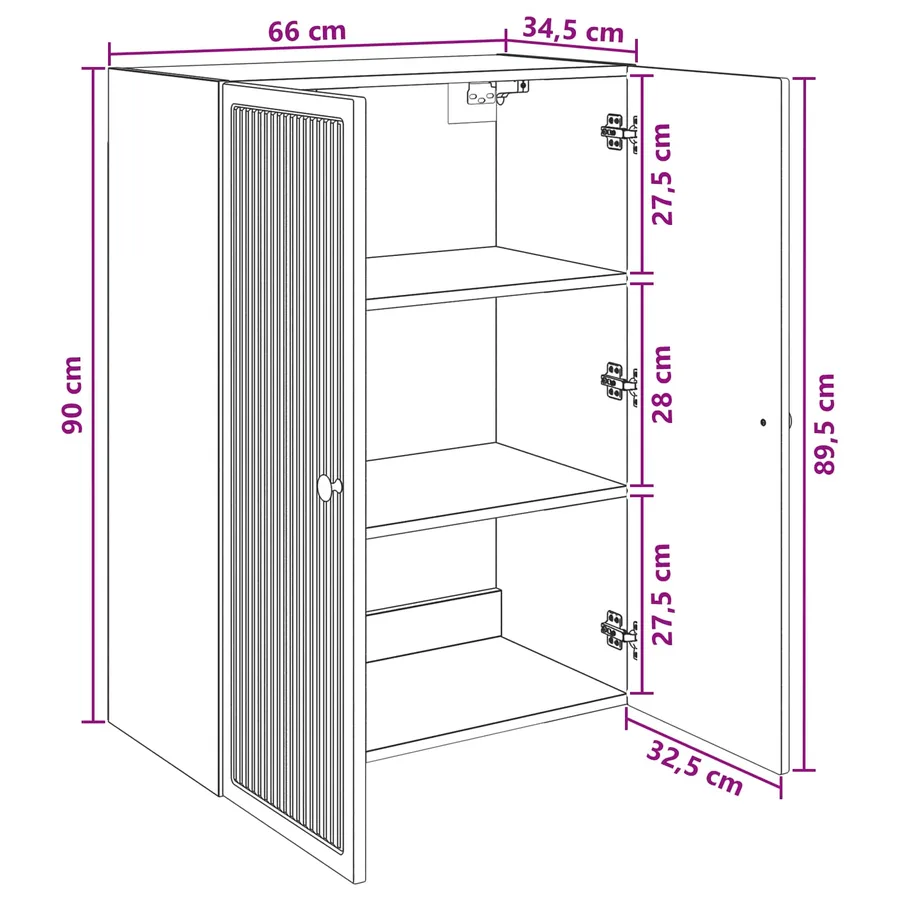 Armoire Murale Noir 66 x 34,5 x 90 cm Bois d'ingénierie - 8
