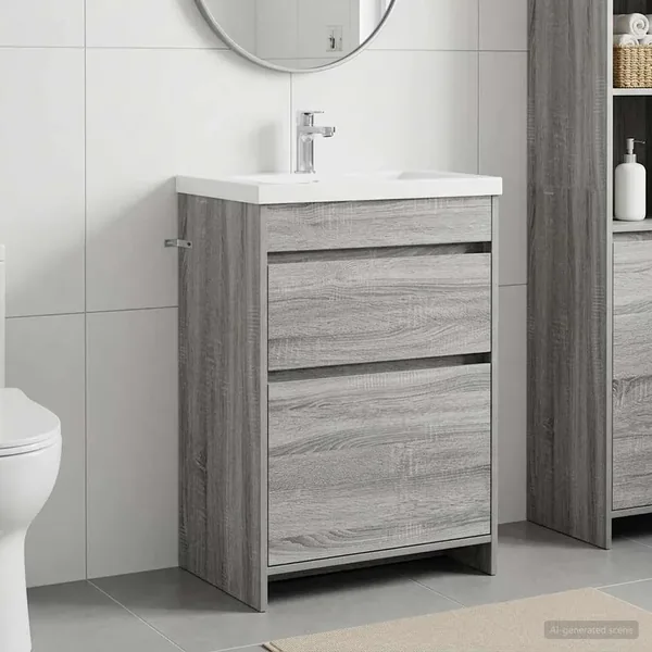 Meuble sous lavabo de salle de bain Sonoma gris