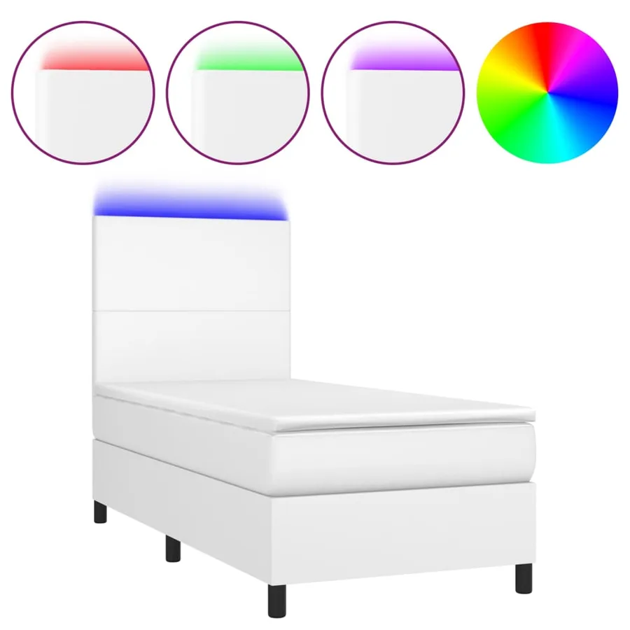 Sommier à lattes de lit avec matelas et LED Blanc 100x200 cm - 2