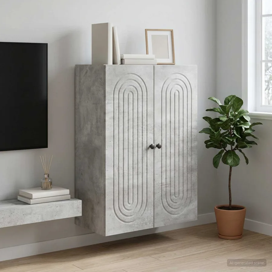Armoire Murale Gris béton 66 x 34,5 x 90 cm Bois d'ingénierie