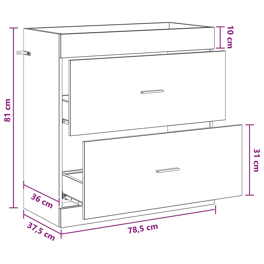 Meuble sous lavabo de salle de bain Blanc 78,5 x 37,5 x 81 cm - 8