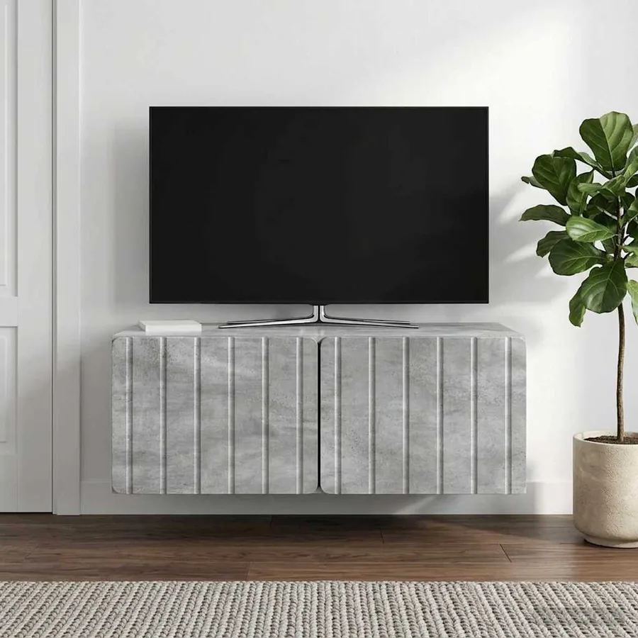 Meuble TV mural 78,5 x 41 x 30 cm Gris béton Bois d'ingénierie