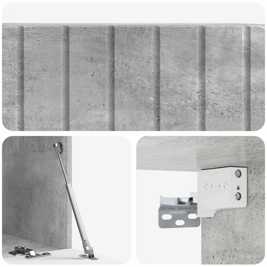 Meuble TV mural 78,5 x 41 x 30 cm Gris béton Bois d'ingénierie - 9
