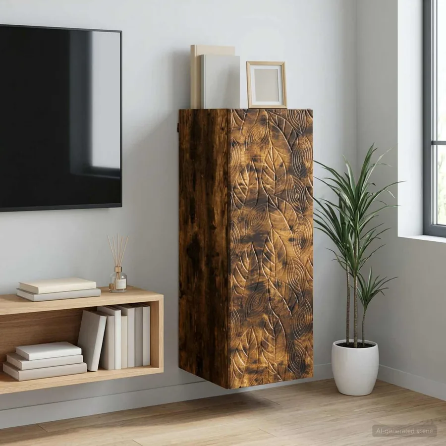 Armoire Murale Chêne fumé 33 x 34,5 x 90 cm Bois d'ingénierie