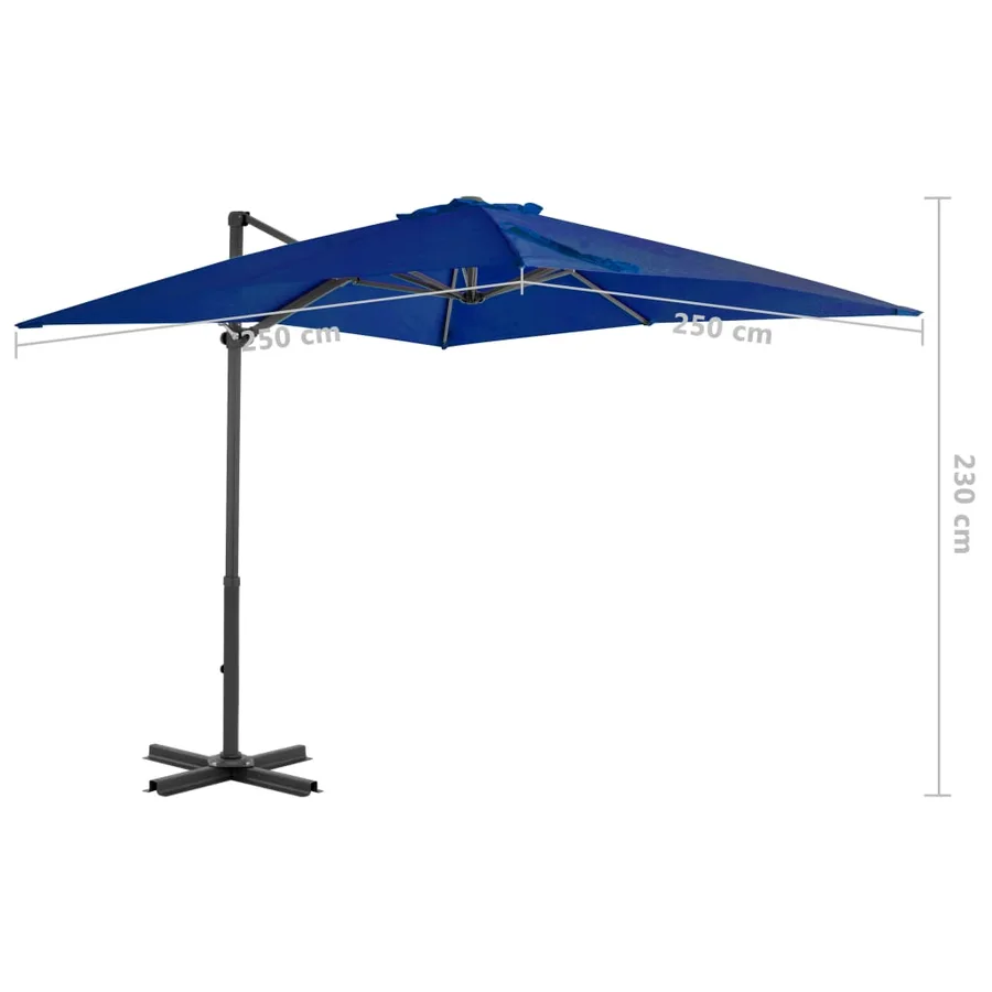 Parasol de jardin en porte-à-faux mât en aluminium bleu azuré - 6