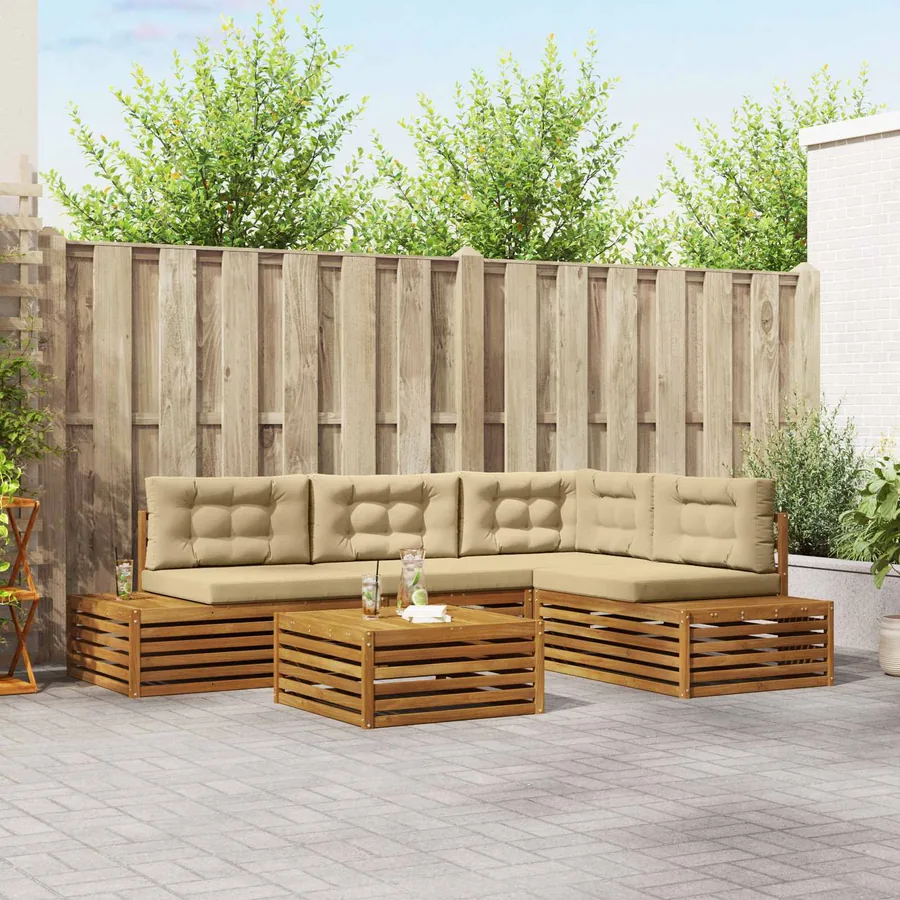 Ensemble de canapés d'extérieur 5 Pièce Naturel et Beige