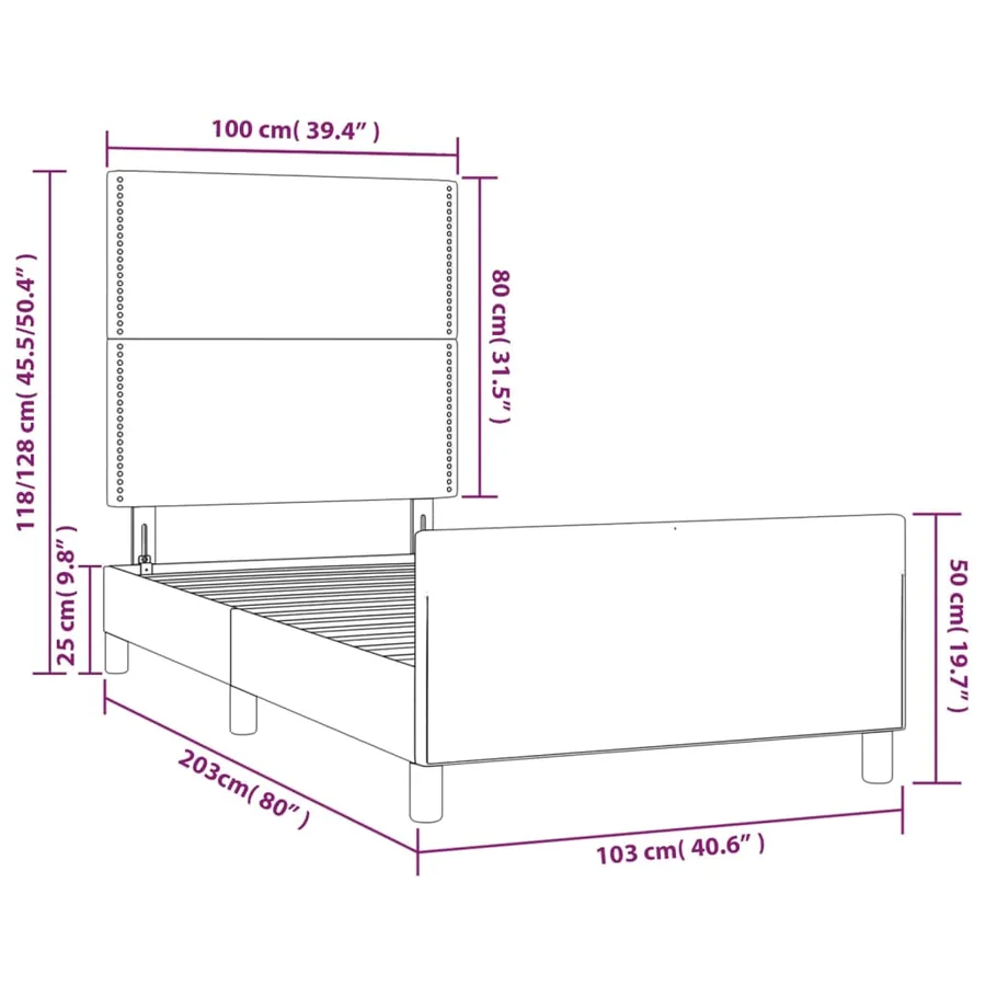 Cadre de lit sans matelas noir 100x200 cm velours - 14