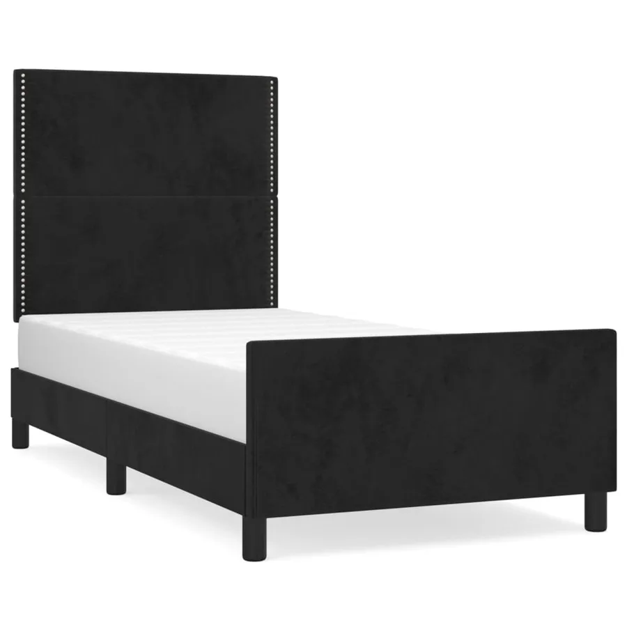Cadre de lit sans matelas noir 100x200 cm velours - 2