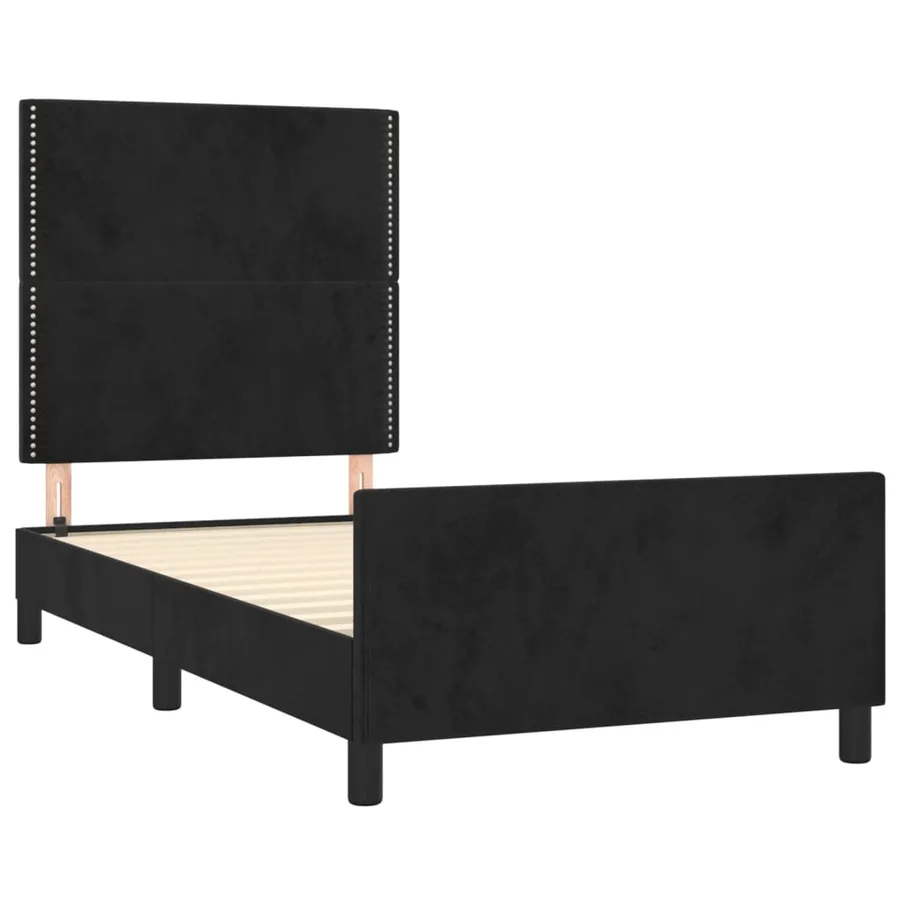 Cadre de lit sans matelas noir 100x200 cm velours - 4