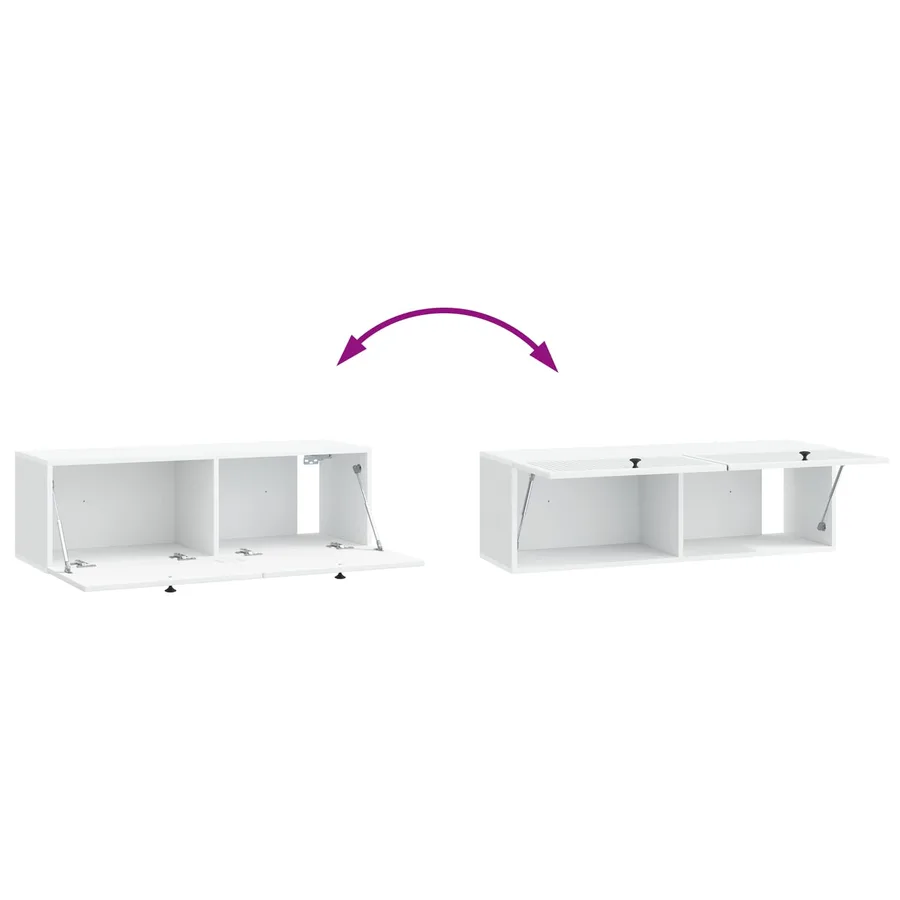 Meuble TV mural Blanc 98 x 31 x 30 cm Bois d'ingénierie - 8