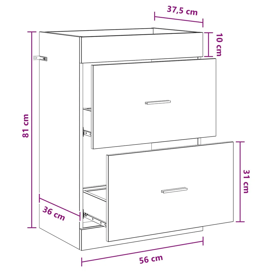 Meuble sous lavabo de salle de bain Blanc 56 x 37,5 x 81 cm - 8