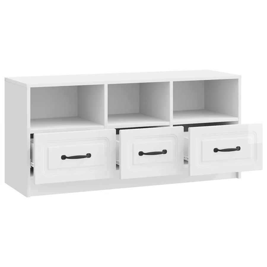 Meuble TV Blanc brillant 102 x 34,5 x 47 cm Bois d'ingénierie - 5