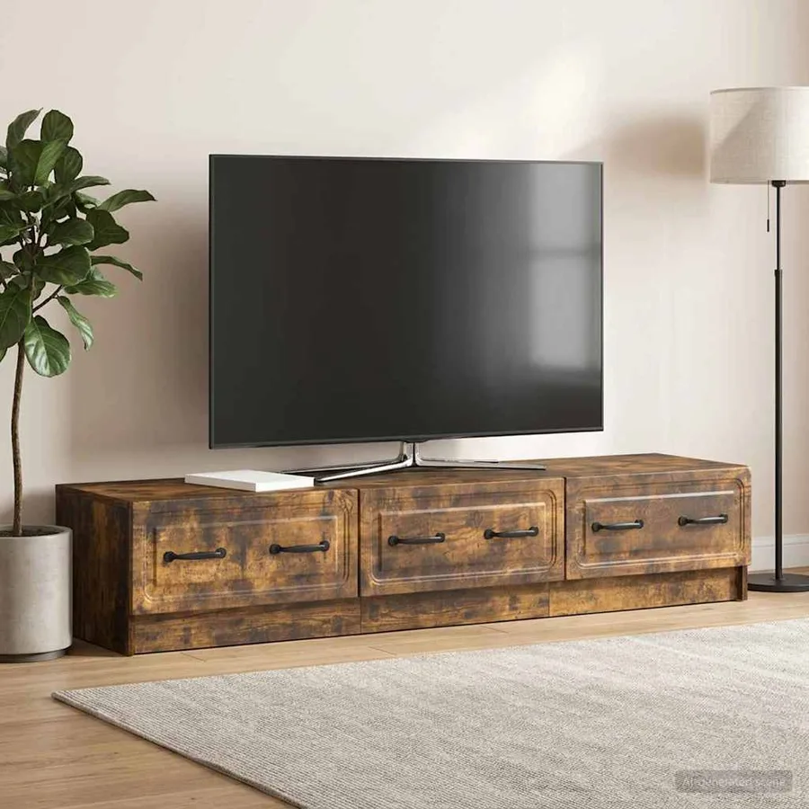 Meuble TV Chêne fumé 147 x 34,5 x 27 cm Bois d'ingénierie - 4