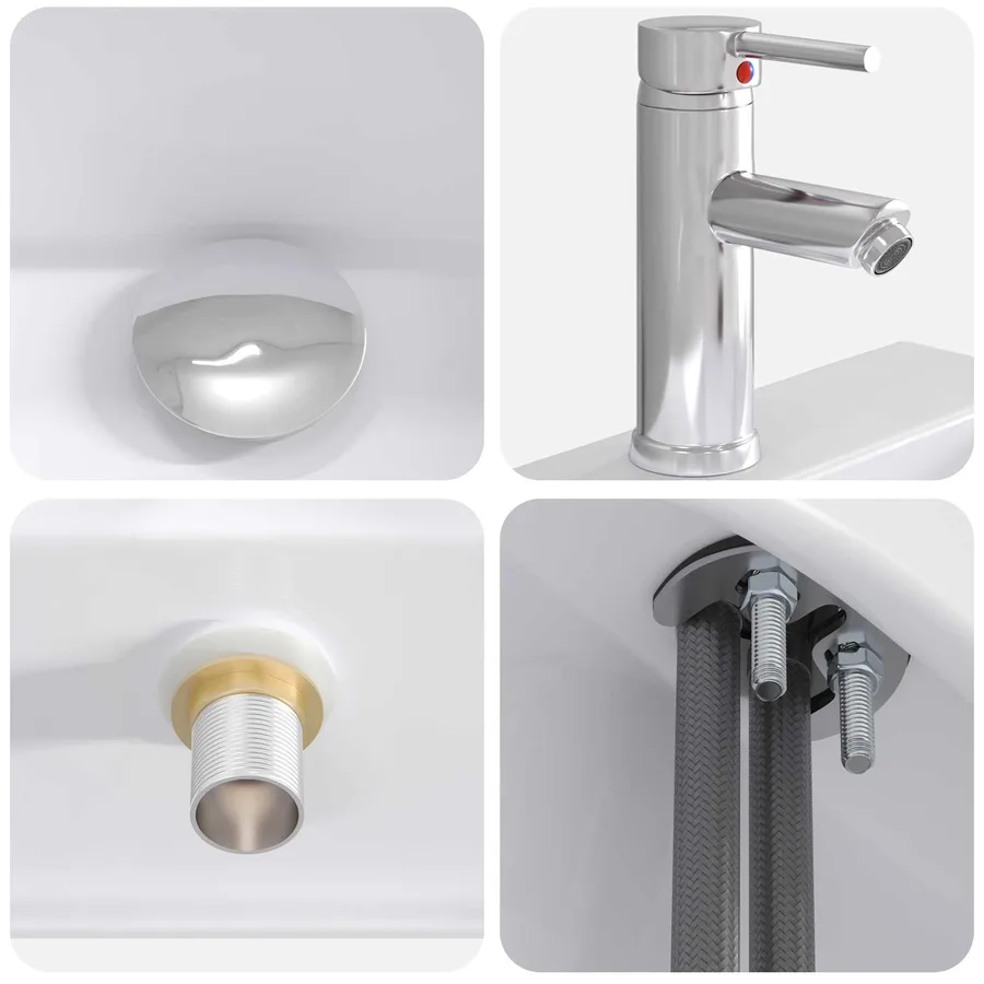 Lavabo de salle de bains Chrome 39 x 30,5 x 12,5 cm métal - 8