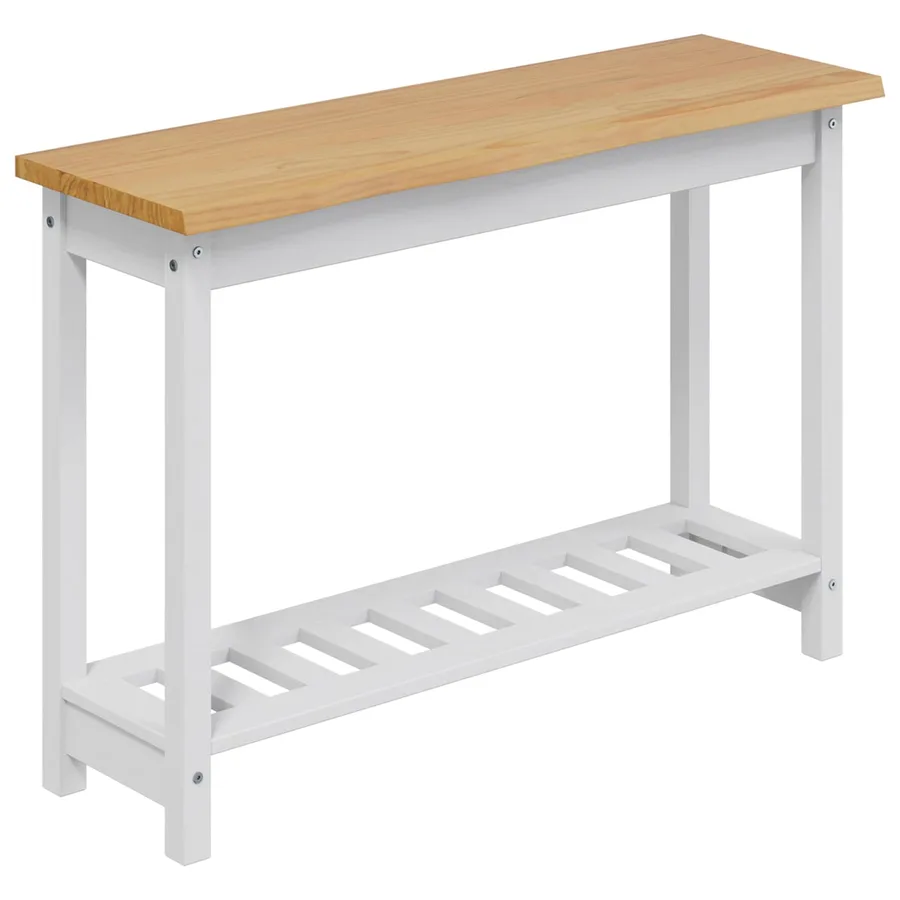 Table console EKAI Blanc 112 x 35 x 76 cm Bois de pin massif - 2