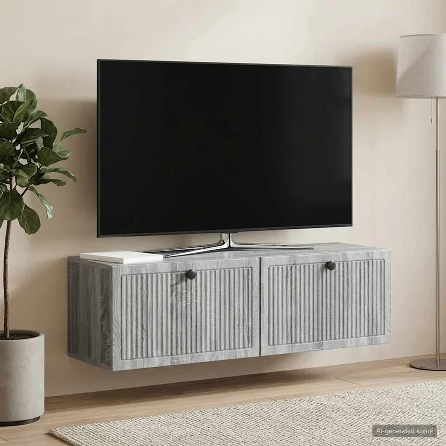 Meuble TV mural Sonoma gris 98 x 31 x 30 cm Bois d'ingénierie - 4