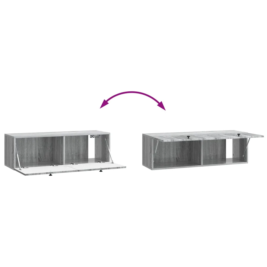 Meuble TV mural Sonoma gris 98 x 31 x 30 cm Bois d'ingénierie - 8