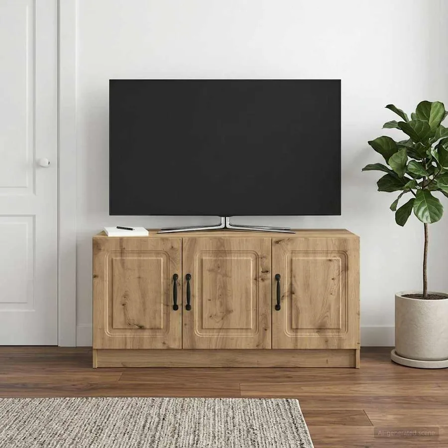 Meuble TV 99 x 34,5 x 47 cm Chêne artisanal Bois d'ingénierie - 4