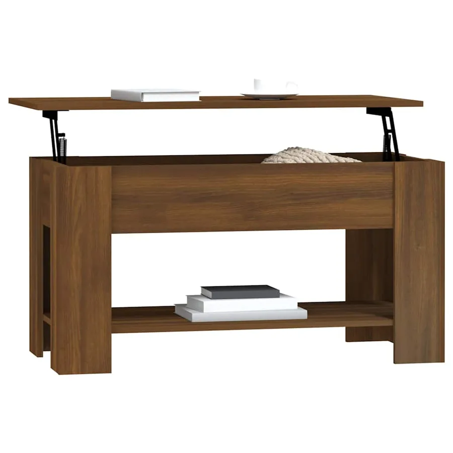 Table basse Chêne marron 101x49x52 cm Bois d'ingénierie - 3
