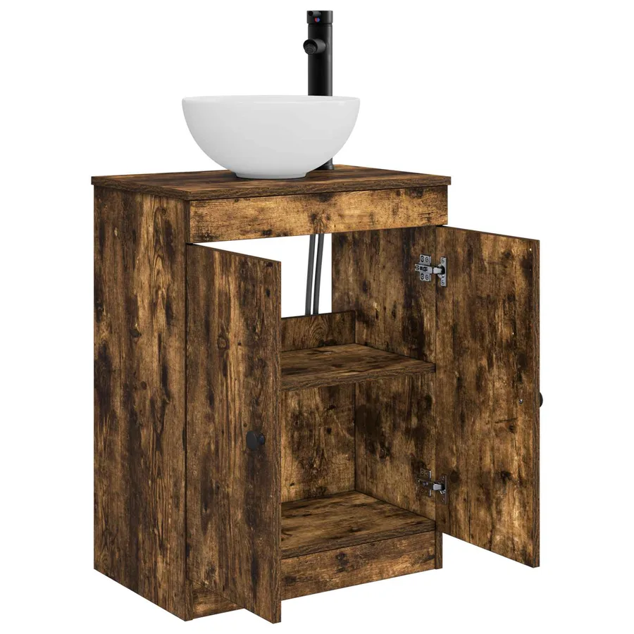 Meuble de salle de bain avec évier Chêne fumé 54 x 35 x 83 cm - 4