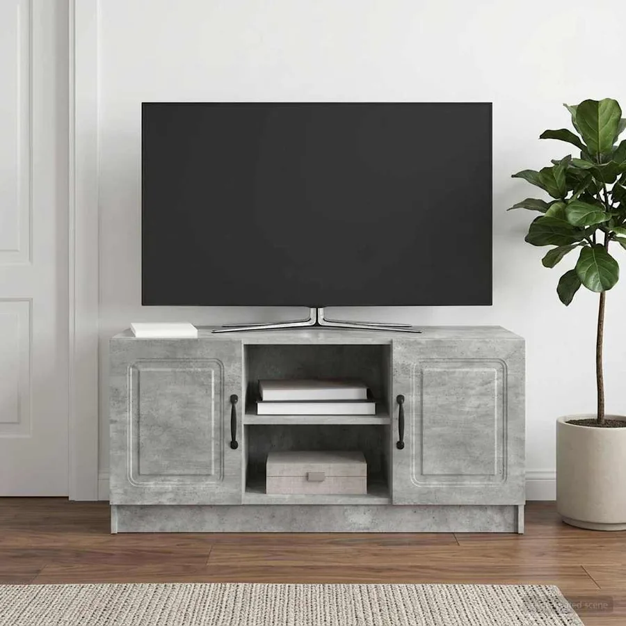 Meuble TV Gris béton 102 x 34,5 x 47 cm Bois d'ingénierie - 4