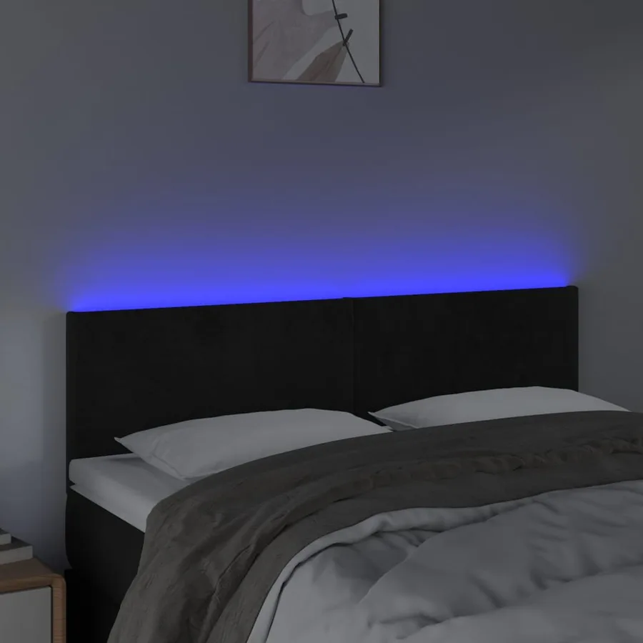 Tête de lit à LED Noir 144x5x78/88 cm Velours - 3