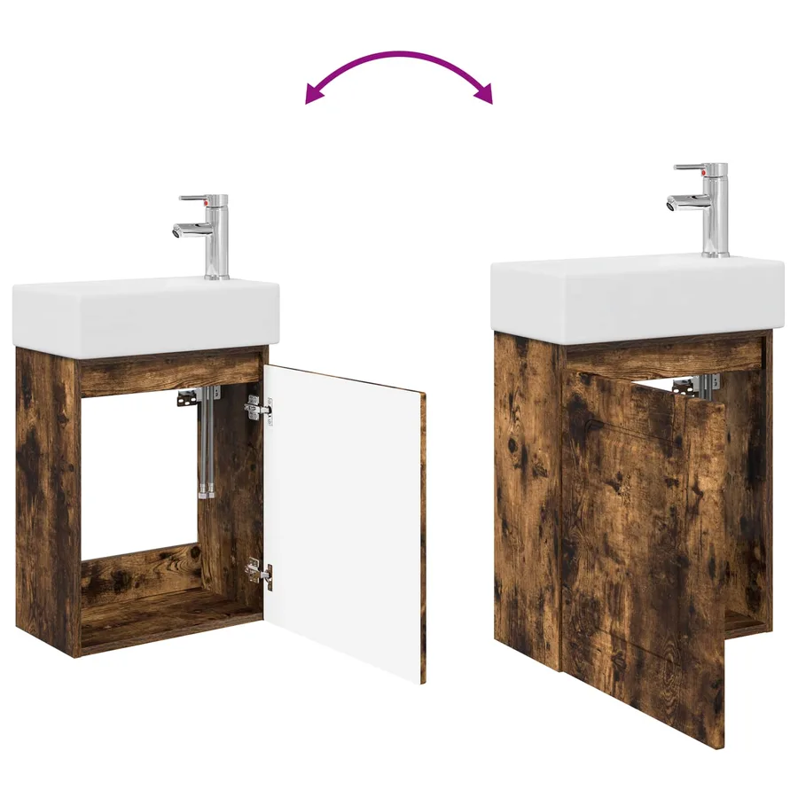 Meuble de salle de bain avec robinet Chêne fumé - 9